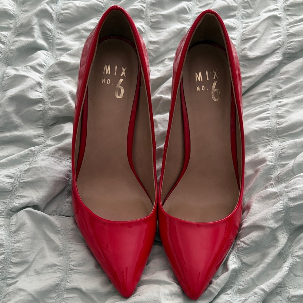 Mix No. 6 Red Patent Pointed-Toe Pumps